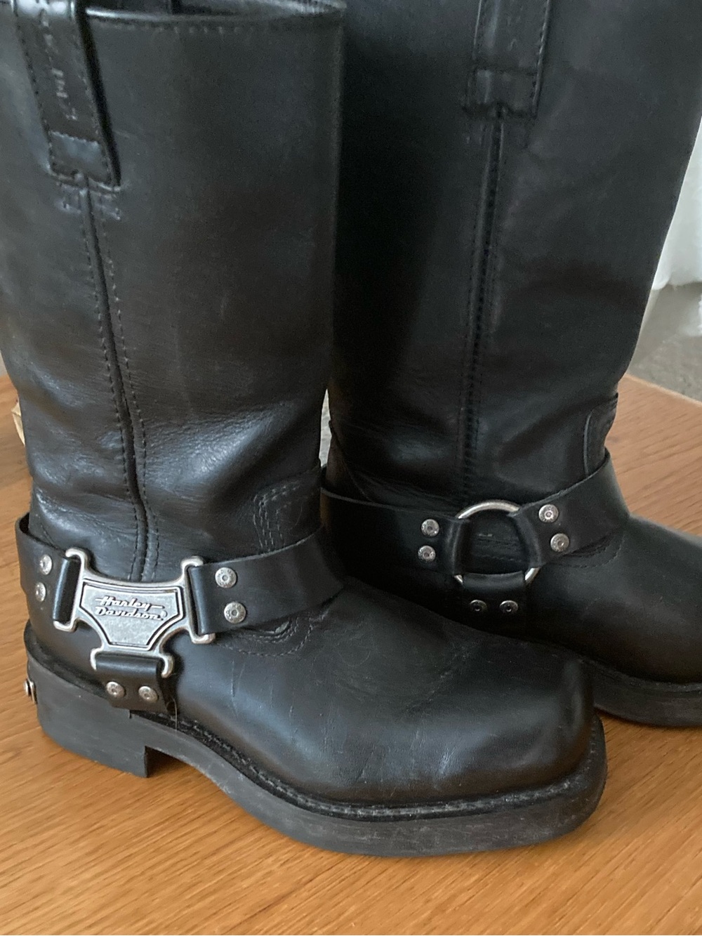 Harley-Davidson Black Leather Harness Moto Boots